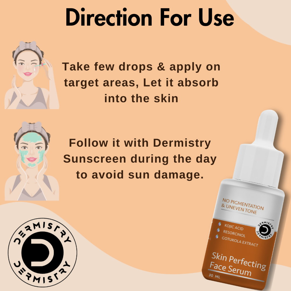 Dermistry Skin Perfecting Fairness Face Serum Resorcinol Kojic Acid Hyper Pigmentation Uneven Tone - Distacart