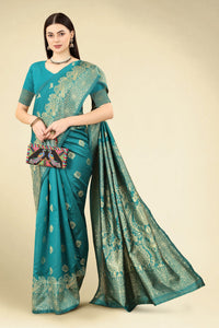 Thumbnail for NOZ2TOZ Women Party Wear Designer Rama Colour Banarasi Silk Saree - Distacart