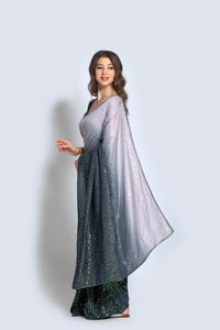 Thumbnail for NOZ2TOZ Women Party Wear Designer Black & Off white Colour Vichitra Silk Fabric Sequence Embroidery Worked Saree - Distacart