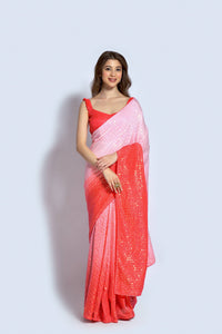 Thumbnail for NOZ2TOZ Women Party Wear Designer Peach & Off white Colour Vichitra Silk Fabric Sequence Embroidery Worked Saree - Distacart