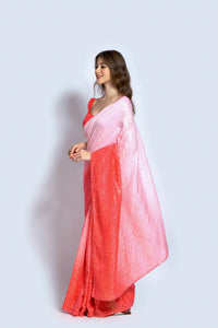 Thumbnail for NOZ2TOZ Women Party Wear Designer Peach & Off white Colour Vichitra Silk Fabric Sequence Embroidery Worked Saree - Distacart