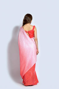 Thumbnail for NOZ2TOZ Women Party Wear Designer Peach & Off white Colour Vichitra Silk Fabric Sequence Embroidery Worked Saree - Distacart