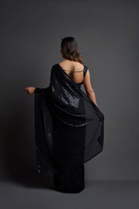 Thumbnail for NOZ2TOZ Women Party Wear Designer Black Colour Heavy Georgette Fabric Sequence Embroidery Worked Saree - Distacart