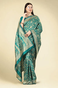 Thumbnail for NOZ2TOZ Women Party Wear Designer Rama Colour Banarasi Silk Saree - Distacart
