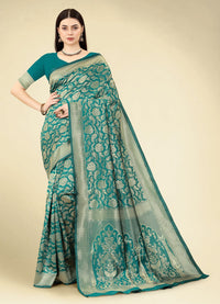 Thumbnail for NOZ2TOZ Women Party Wear Designer Rama Colour Banarasi Silk Saree - Distacart