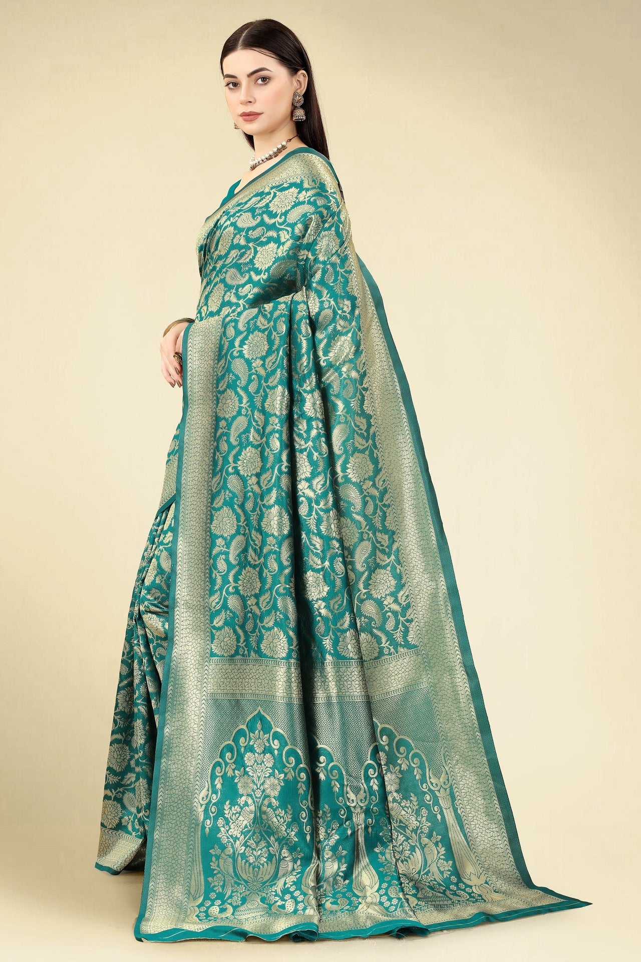 NOZ2TOZ Women Party Wear Designer Rama Colour Banarasi Silk Saree - Distacart