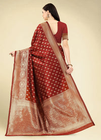 Thumbnail for NOZ2TOZ Women Party Wear Designer Maroon Colour Banarasi Silk Saree - Distacart