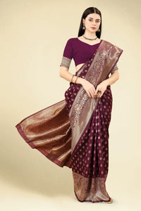 Thumbnail for NOZ2TOZ Women Party Wear Designer Purple Colour Banarasi Silk Saree - Distacart