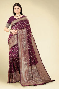 Thumbnail for NOZ2TOZ Women Party Wear Designer Purple Colour Banarasi Silk Saree - Distacart