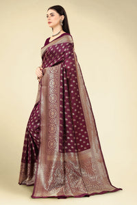 Thumbnail for NOZ2TOZ Women Party Wear Designer Purple Colour Banarasi Silk Saree - Distacart