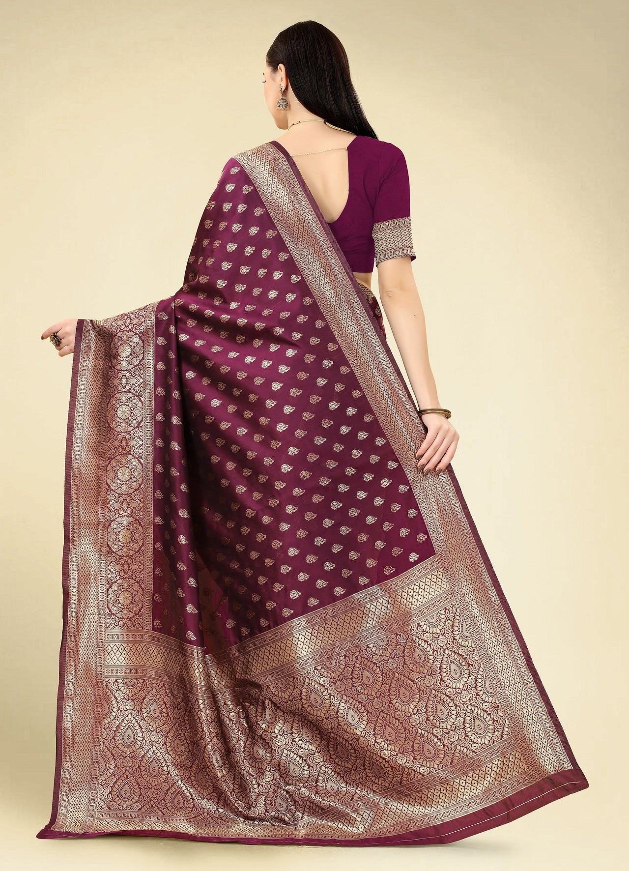 NOZ2TOZ Women Party Wear Designer Purple Colour Banarasi Silk Saree - Distacart