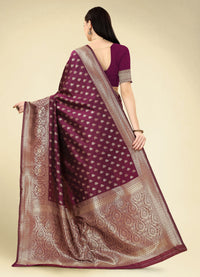 Thumbnail for NOZ2TOZ Women Party Wear Designer Purple Colour Banarasi Silk Saree - Distacart