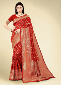 Thumbnail for NOZ2TOZ Women Party Wear Designer Red Colour Banarasi Silk Saree - Distacart
