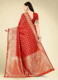 Thumbnail for NOZ2TOZ Women Party Wear Designer Red Colour Banarasi Silk Saree - Distacart