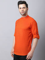 Thumbnail for Even Apparels Orange Pure Cotton Kurta With Side Placket - Distacart