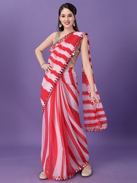 Thumbnail for Malishka Women's Multi Colour Printed Mirrow Work Georgette Saree With Unstitched Blouse - Distacart
