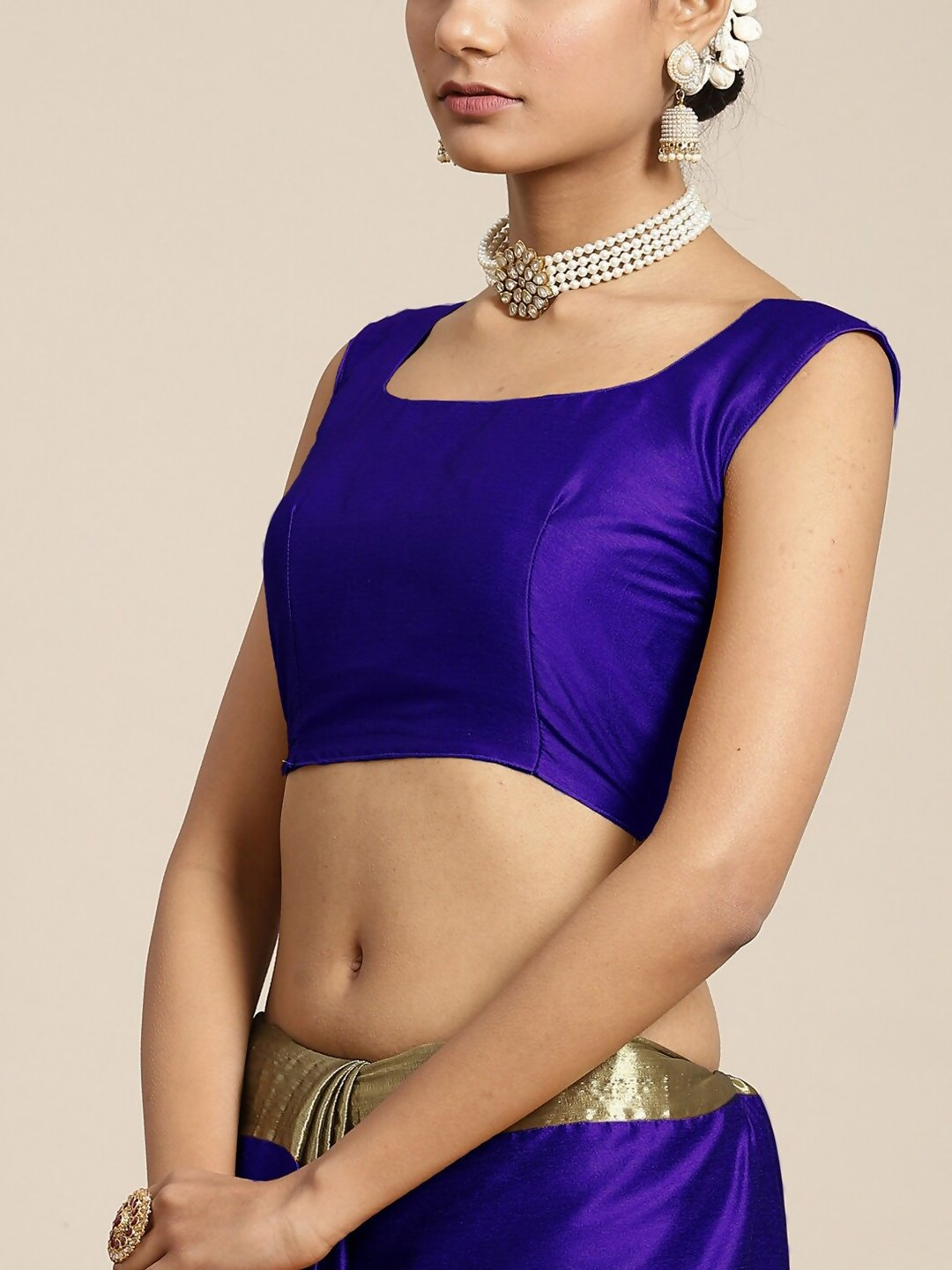 Saree Mall Blue & Copper-Toned Zari Silk Blend Uppada Sarees - Distacart