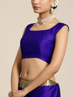 Thumbnail for Saree Mall Blue & Copper-Toned Zari Silk Blend Uppada Sarees - Distacart