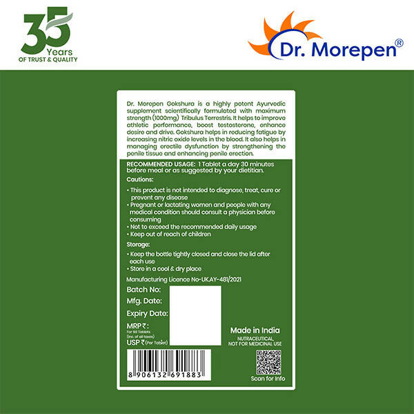 Dr. Morepen Gokshura Tablets For Men - Distacart