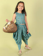 Thumbnail for Lil Drama Girls Top With Dhoti Set - Sea Green - Distacart
