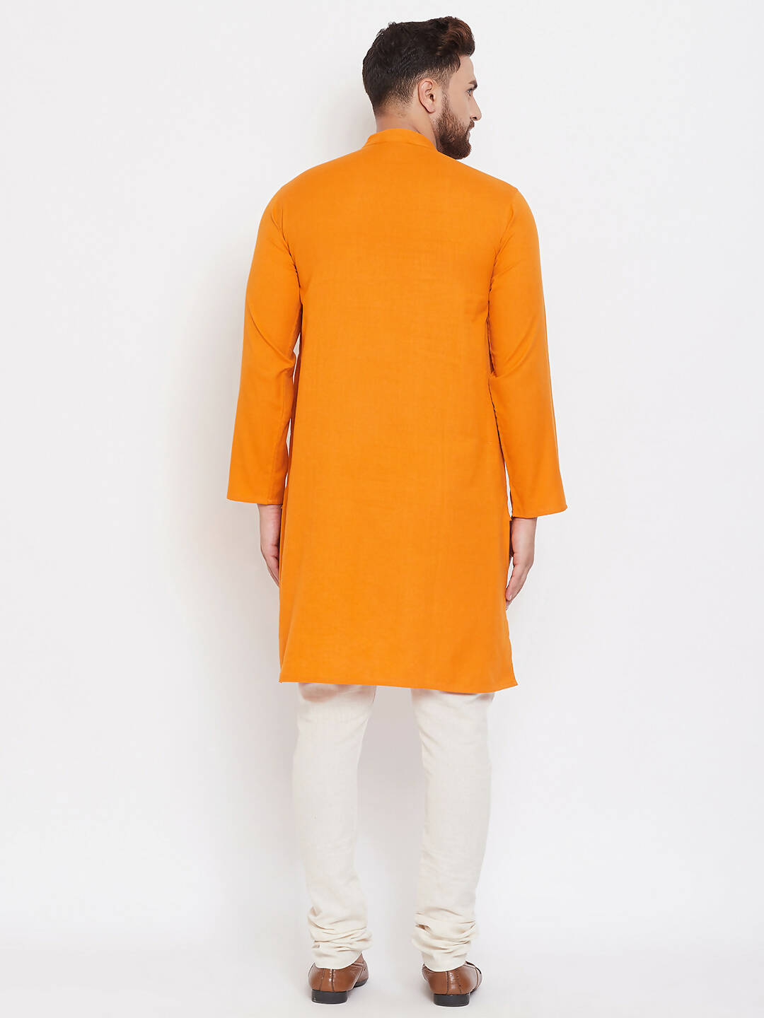 Even Apparels Pure Cotton Men's Kurta With Band Collar in Yellow Color - Distacart