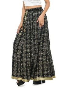 Thumbnail for Mominos Fashion Moeza Cotton Black Printed Lehenga (Lancha)