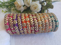 Thumbnail for Multi color Silk Threaded Stone Bangles Sets
