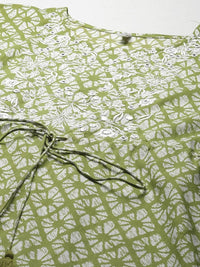 Thumbnail for Yufta Women Lime Green Printed Kaftan Kurta