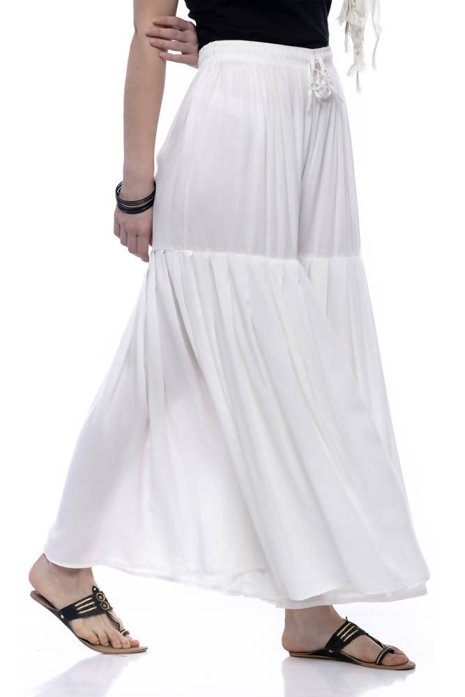 Mominos Fashion Reyon Cotton Off White Palazzo - Distacart