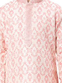 Thumbnail for Manyavar Boys Coral & White Ethnic Motifs Angrakha Kurta with Pyjamas - Distacart