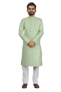 Thumbnail for DEIANA'S Fancy Embroidery kurta Payjama Set For Men's (Pista) - Distacart