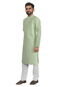 Thumbnail for DEIANA'S Fancy Embroidery kurta Payjama Set For Men's (Pista) - Distacart