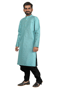 Thumbnail for DEIANA'S Fancy Black Dhoti Embroidery kurta Set For Men's (Sky Blue) - Distacart