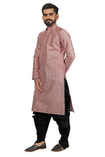 Thumbnail for DEIANA'S Fancy Black Dhoti Embroidery kurta Set For Men's (Peach) - Distacart