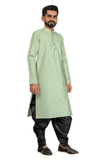 Thumbnail for DEIANA'S Fancy Black Dhoti Embroidery kurta Set For Men's (Pista) - Distacart