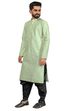 Thumbnail for DEIANA'S Fancy Black Dhoti Embroidery kurta Set For Men's (Pista) - Distacart