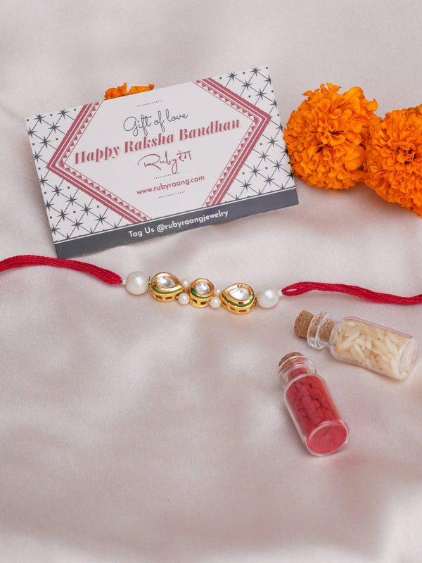 Designer kundan Rakhi - Ruby Raang - Distacart