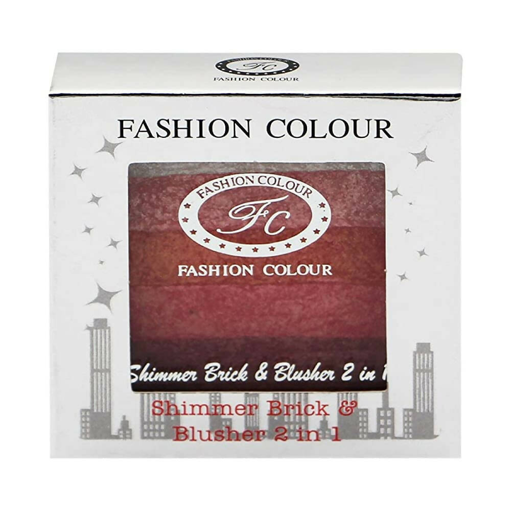 Fashion Colour Shimmer Brick & Blusher 2 in 1 Glow Bronzer Powder-Shade 02 (Medium To Dark) - Distacart