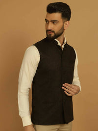 Thumbnail for Even Apparels Nehru Jacket With Welt Pockets - Brown - Distacart