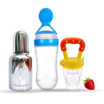 Thumbnail for Goodmunchkins Stainless Steel Feeding Bottle, Food Feeder & Fruit Feeder Combo for Baby-(Blue-Yellow, 150ml) - Distacart
