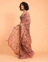 Thumbnail for Suta Peach Blue Warli Printed Pure Cotton Saree - Distacart