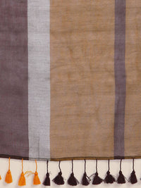 Thumbnail for Suta Brown Yellow Colourblocked Mul Saree - Distacart