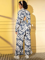 Thumbnail for Blue Crepe Digital Printed Top With Matching Trouser - Shivani - Distacart