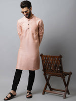 Thumbnail for Even Apparels Pink Color Pure Cotton Men's Kurta With Band Collar (SLD1186) - Distacart