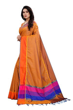 Thumbnail for Vamika Orange Cotton Silk Weaving Saree (Binita Orange)