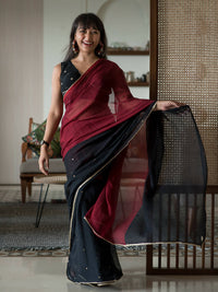 Thumbnail for Suta Black Woven Design Pure Cotton Saree - Distacart