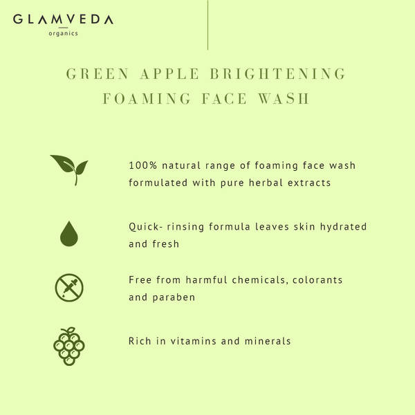 Glamveda Green Apple Brightening Foaming Face Wash
