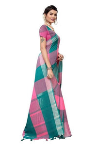 Thumbnail for Vamika Rama Cotton Silk Weaving Saree (Gamma Checks Rama) - Distacart
