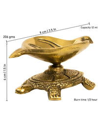 Thumbnail for Spillbox Gold Toned Tortoise Leaf Diya - Distacart