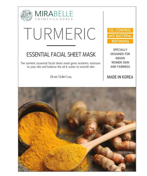 Mirabelle Korea Turmeric Essential Facial Sheet Mask - Distacart